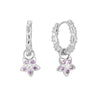Amethyst Flower Charm Starry Hoops - Seol Gold