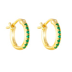 18ct Gold Vermeil Emerald Creole CZ Hoops