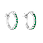 Sterling Silver Emerald Creole CZ Hoops