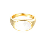 18ct Gold Vermeil Mother of Pearl Ellipse Signet Ring (Mens)
