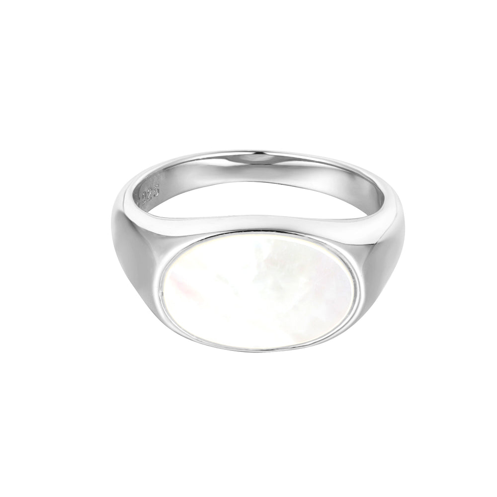 Mother of Pearl Ellipse Signet Ring - Seolgold
