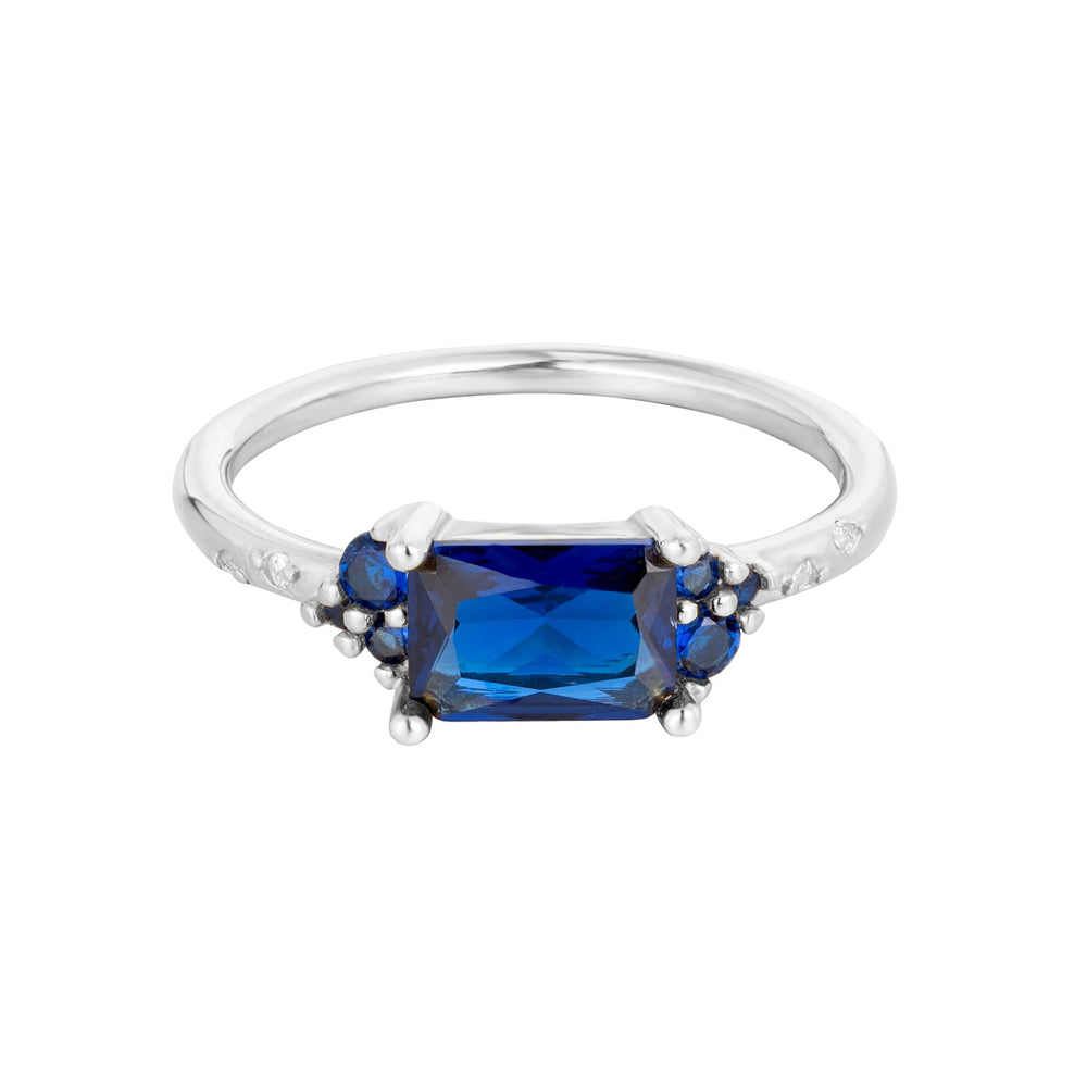 Sterling Silver Sapphire CZ Baguette Ring