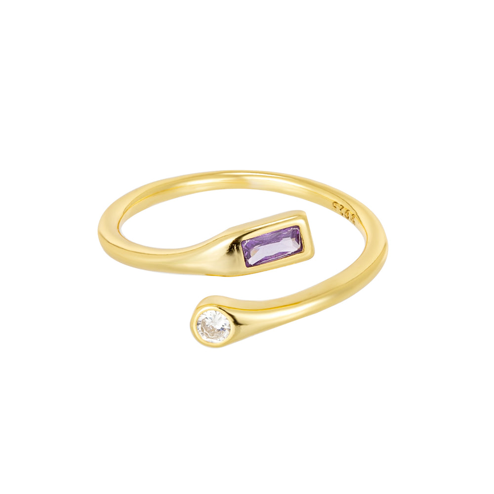 18ct Gold Vermeil Amethyst and CZ Adjustable Ring