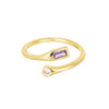 Amethyst cz - adjustable ring - seol + gold - seol gold