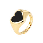 heart onyx adjustable signet ring - seol + gold