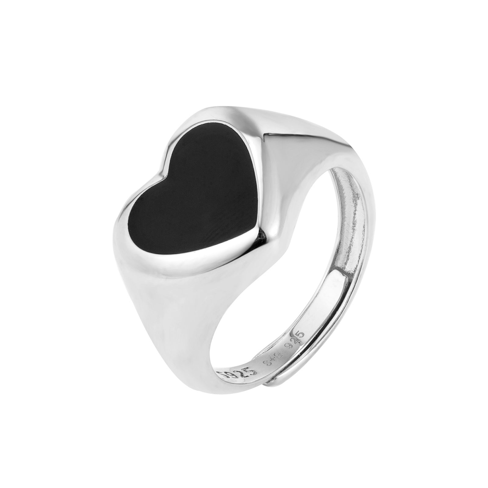  seol gold - onyx heart adjustable signet ring - seol + gold