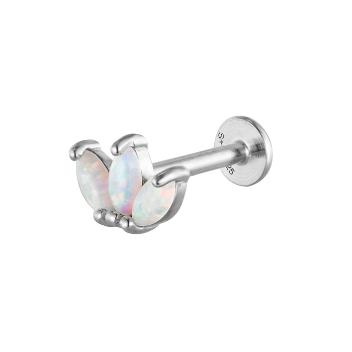 Opal Lotus Stud - Flat Back Stud - Seol + Gold