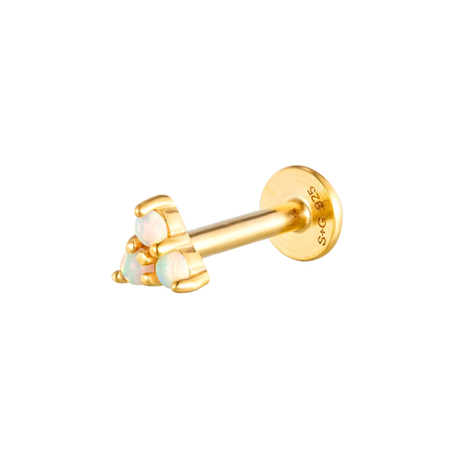 opal trio flat back - flat back stud - seol gold