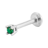 Sterling Silver Emerald CZ Flat Back Earring - seolgold