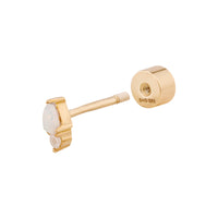 Gold earring with a opal gemstone on a white background - seolgold