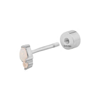 Silver earring with a small round gemstone on a white background - seolgold