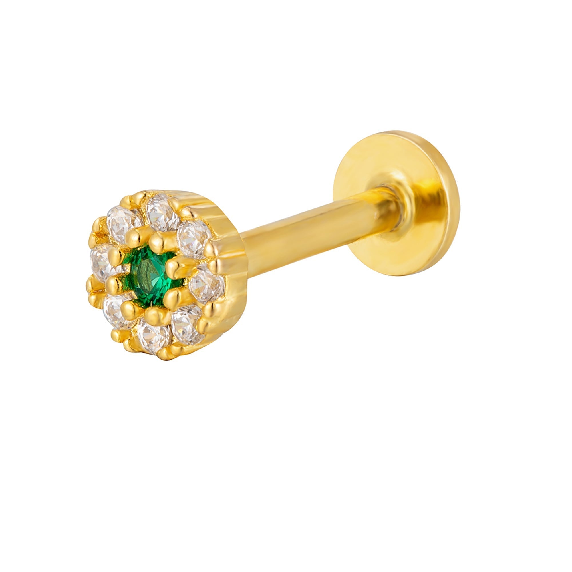 Tiny Emerald CZ Labret - Seol Gold
