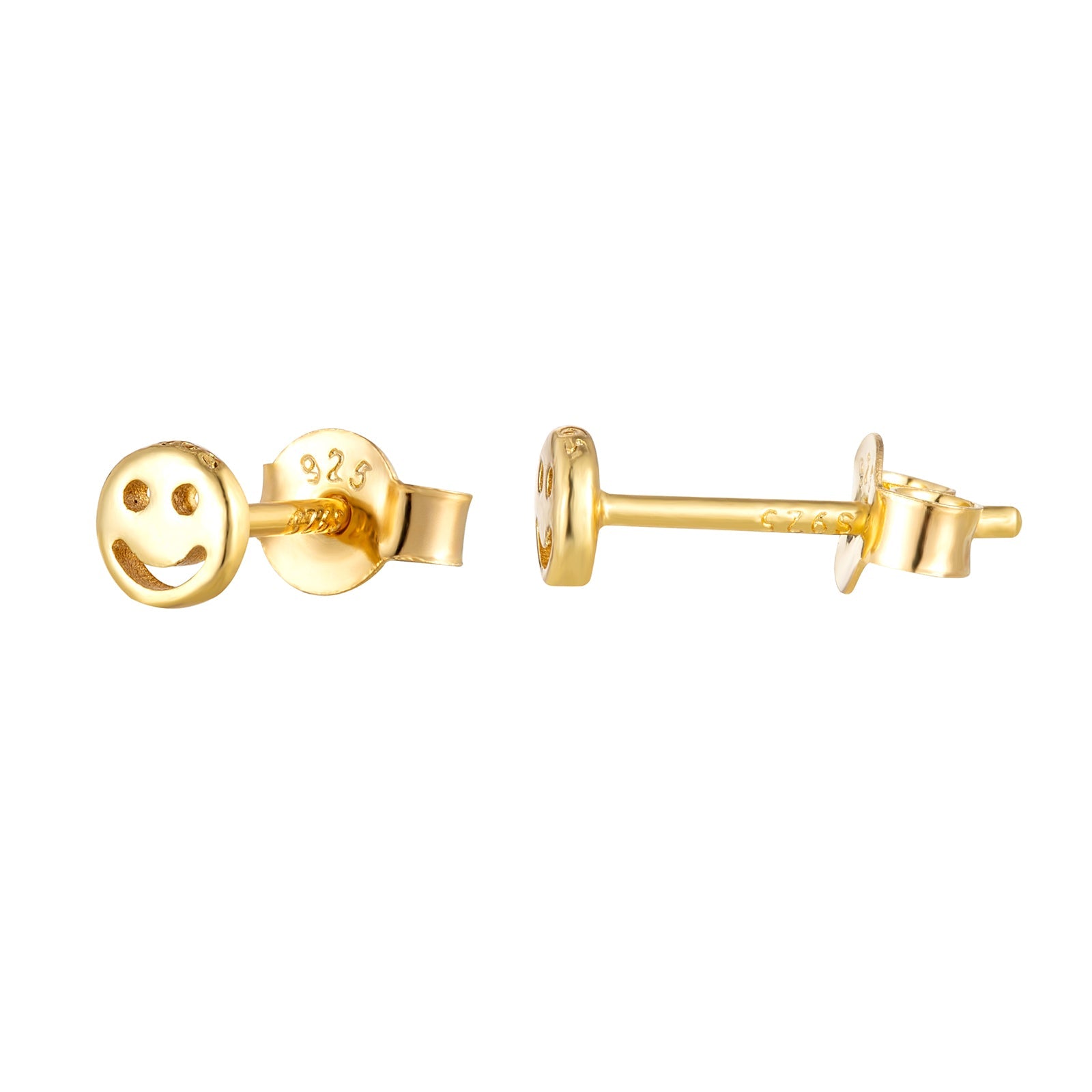 Tiny Smile Face Stud - Seol Gold