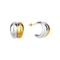 Pair of hoop earrings with gold and silver finish on a white background - seolgold