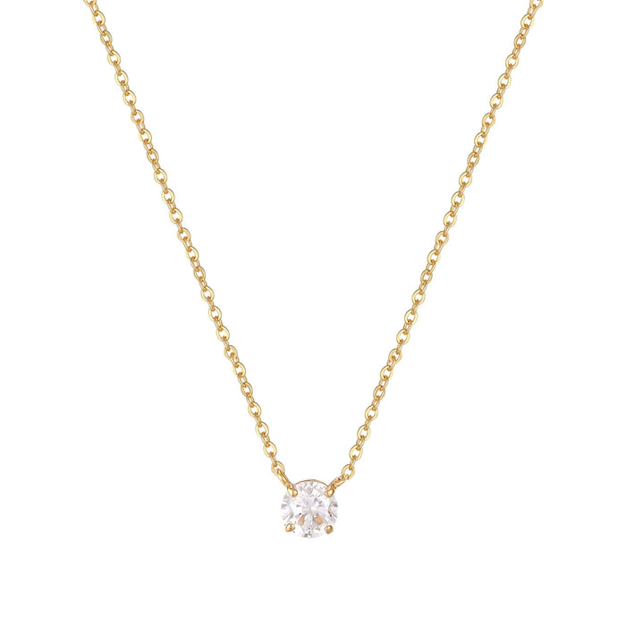 Gold Solitaire Necklace - seol-gold