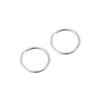 9ct Solid White Gold Wire Hoops
