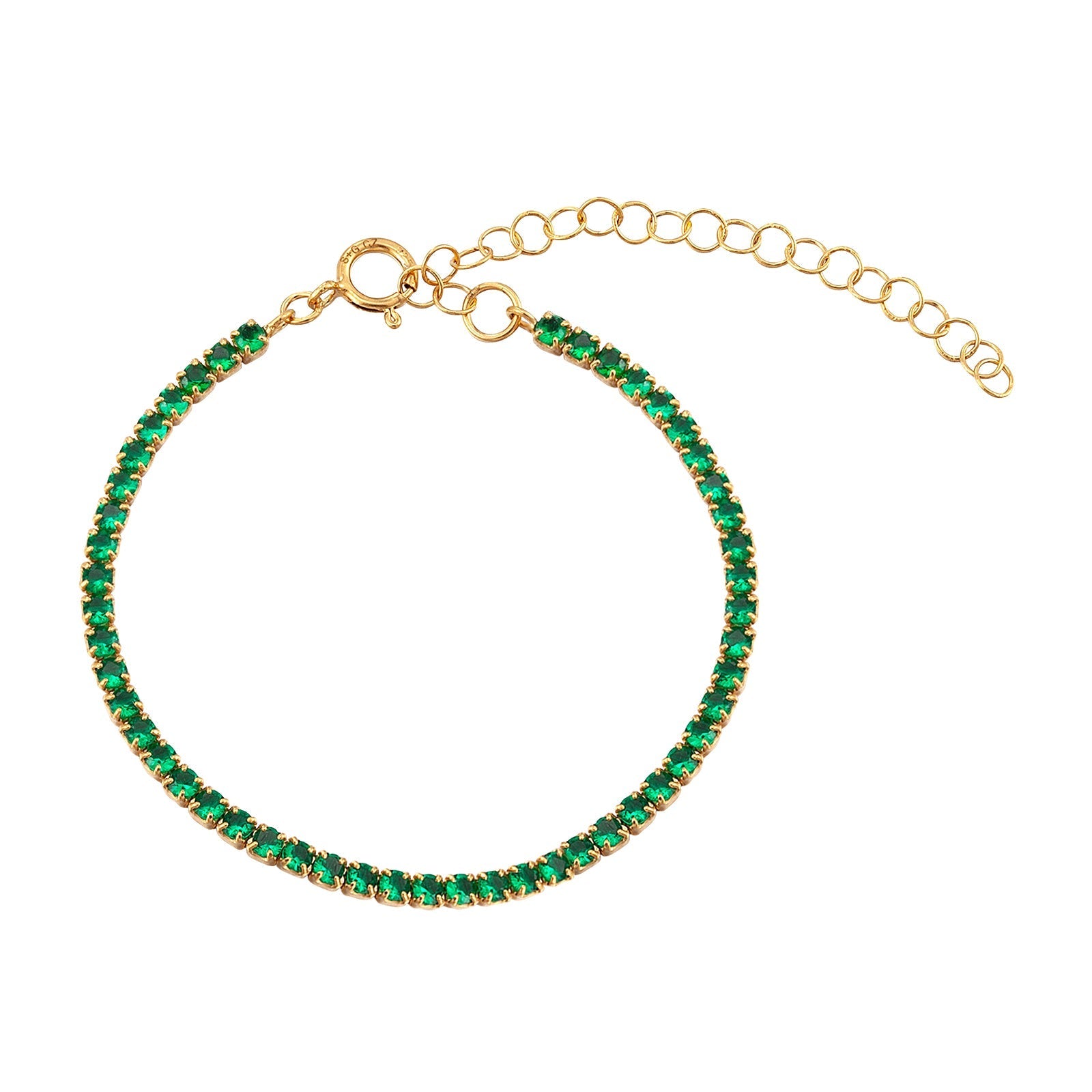 Seol Gold - Emerald CZ Tennis Bracelet