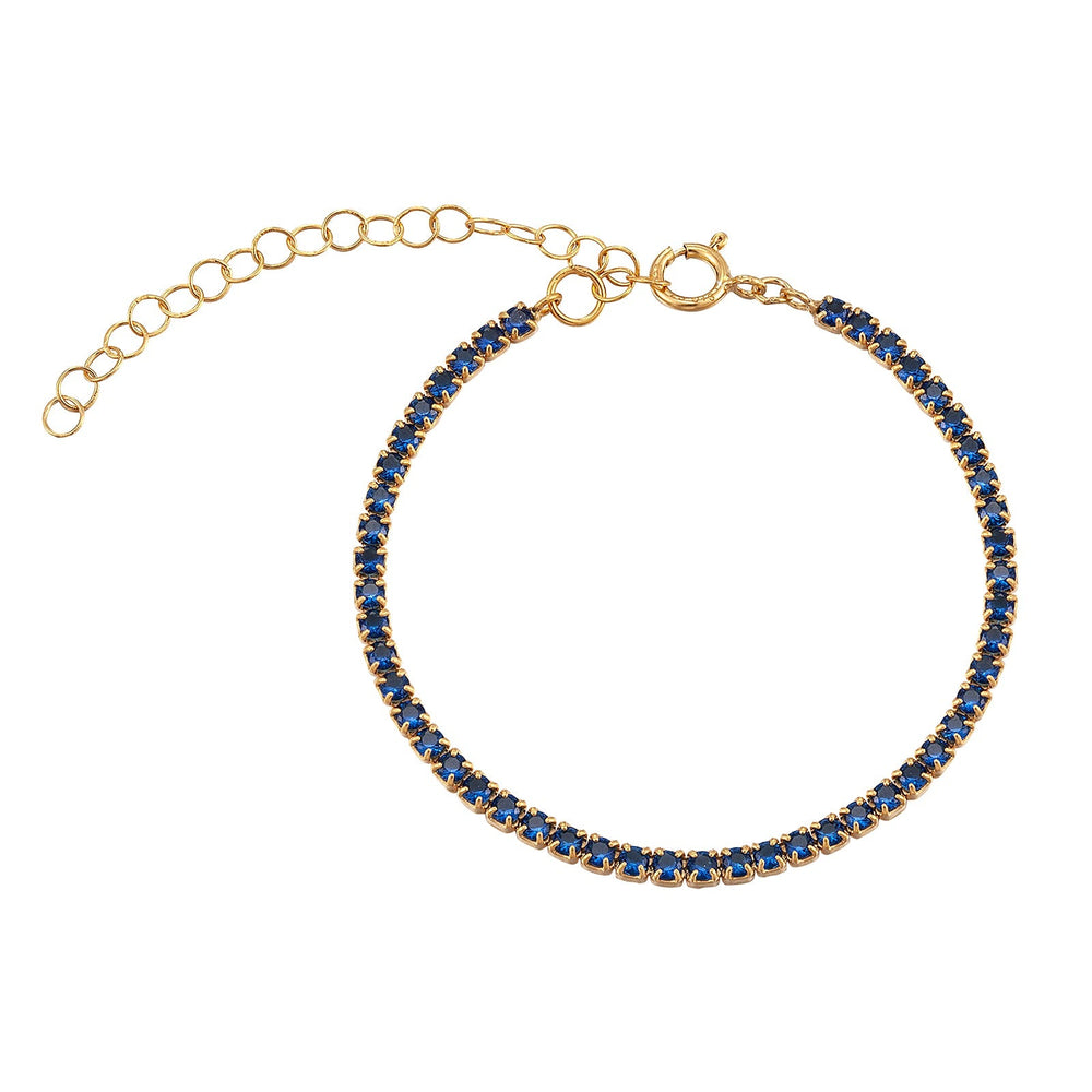18ct Gold Vermeil Sapphire CZ Tennis Bracelet