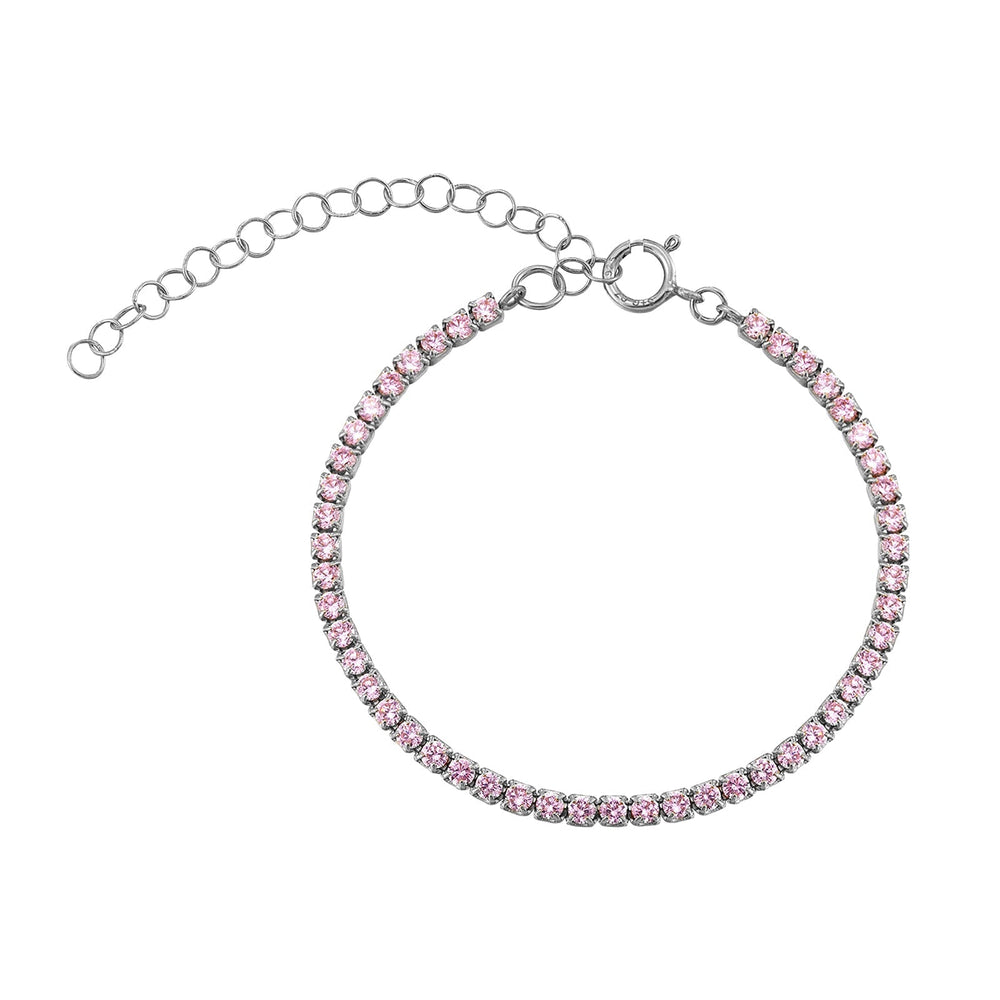 Sterling Silver Pink CZ Tennis Bracelet