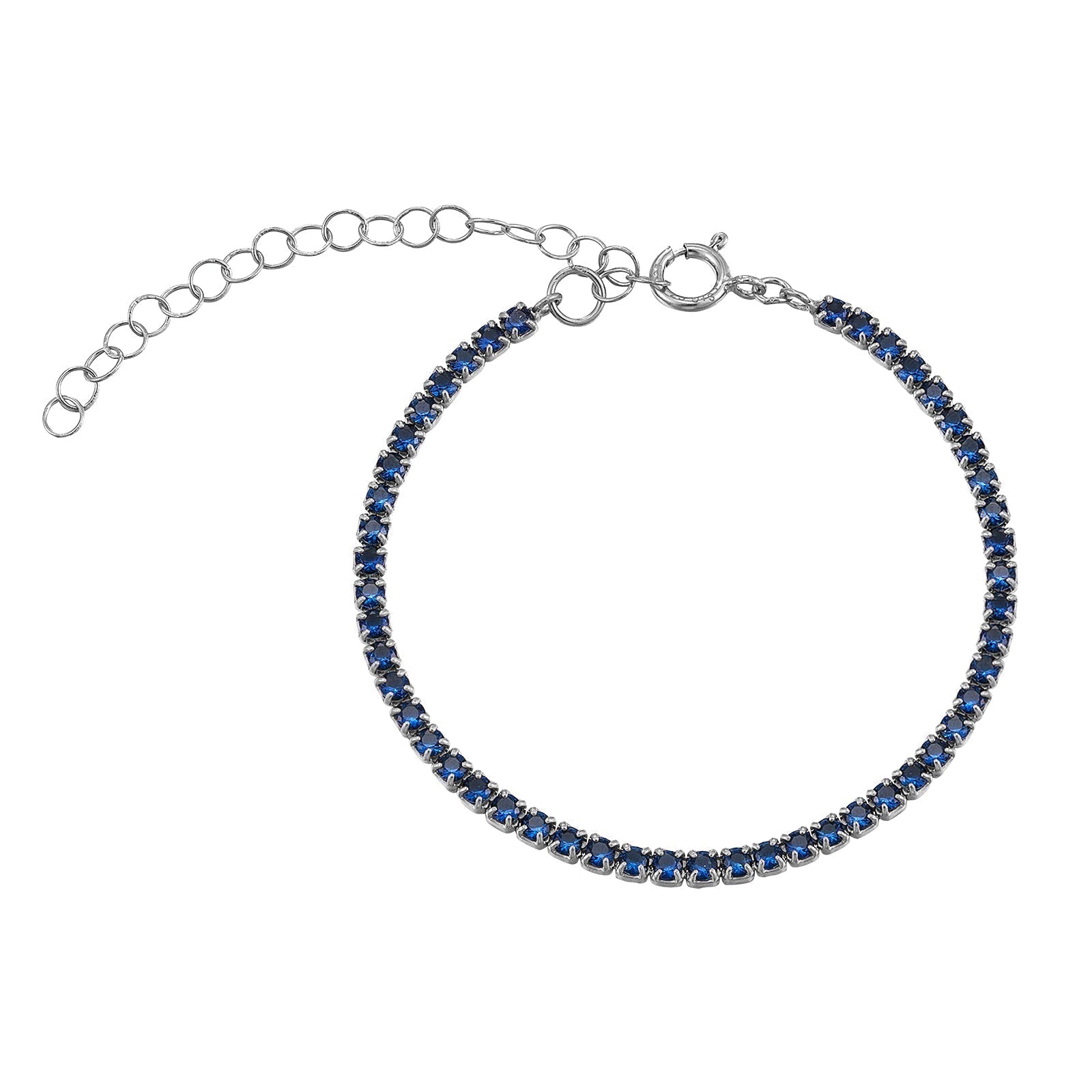 Sterling Silver Sapphire CZ Tennis Bracelet