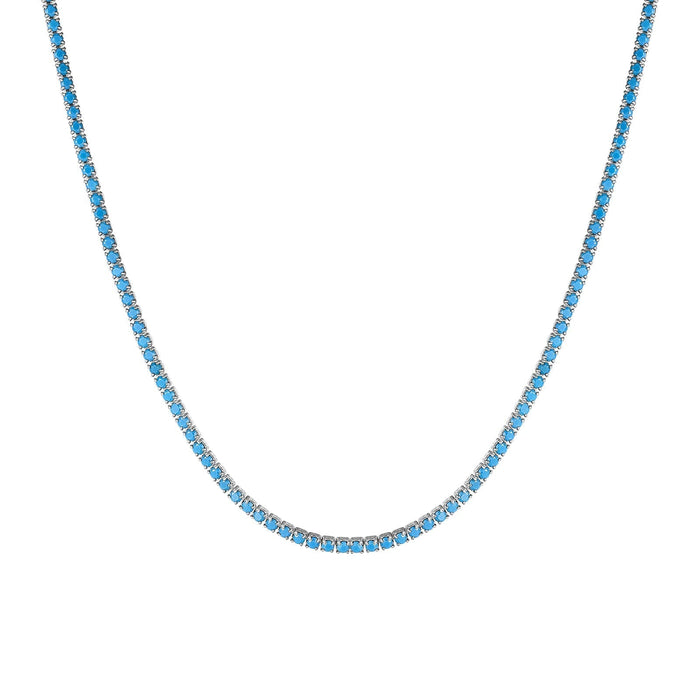 silver turquoise tennis chain - seolgold