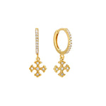 18ct Gold Vermeil Cross Charm CZ Hoop Earrings