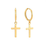 18ct Gold Vermeil Cross Charm Hoop Earrings
