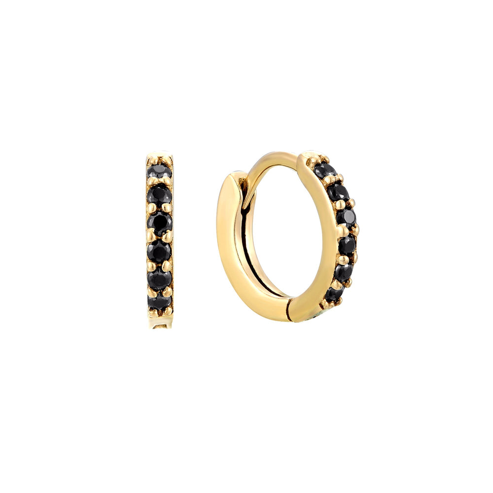 18ct Gold Vermeil Black CZ Hoop Earrings