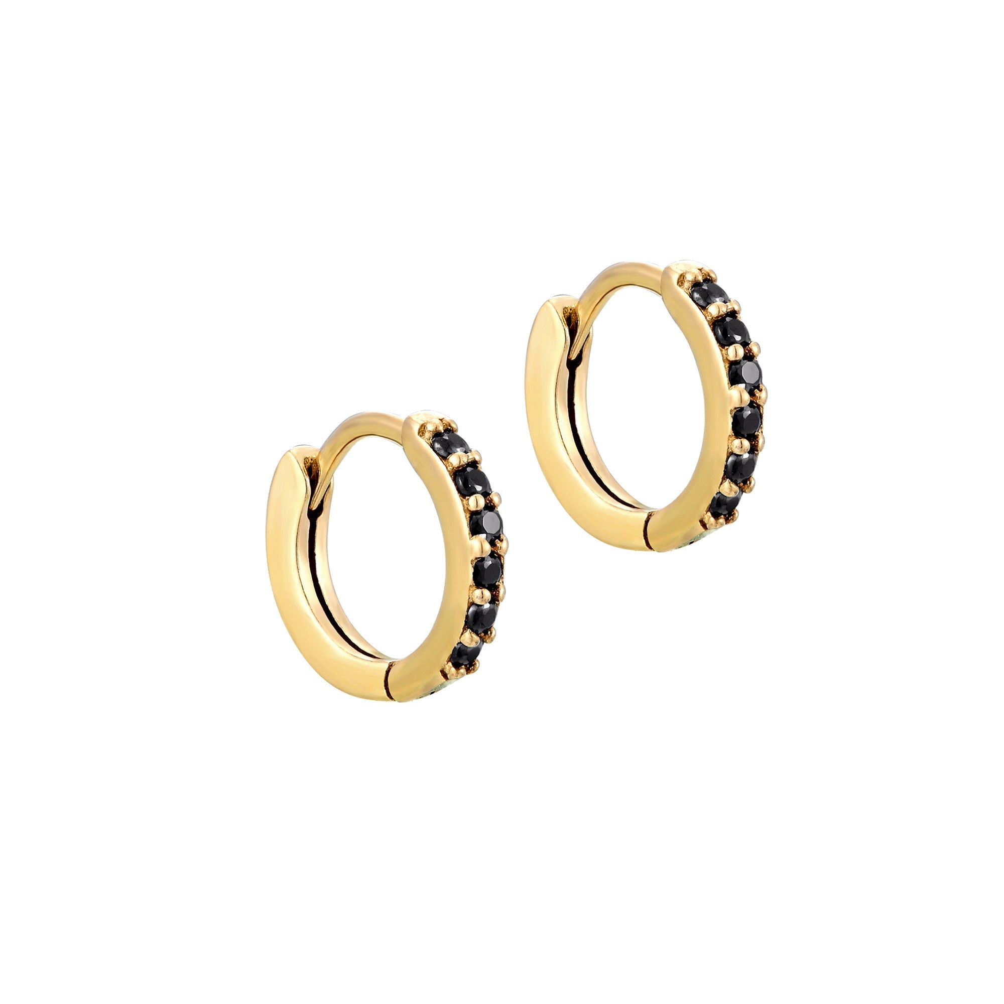 gold onyx hoop earrings - seolgold