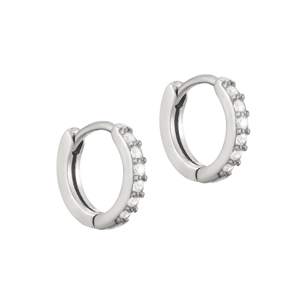 Sterling Silver White CZ Hoop Earrings