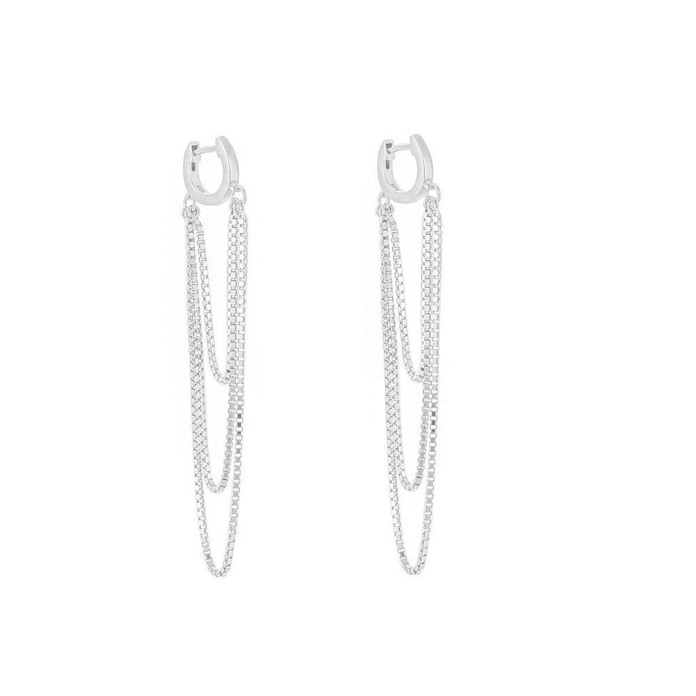 Sterling Silver Box Chain Dangly Hoops