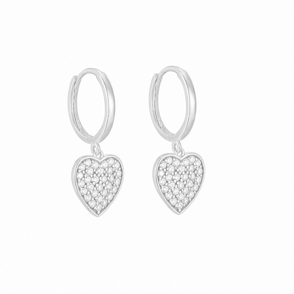 Pave Heart Hoops - seol gold