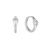 Sterling Silver Heart CZ Bezel Hoop Earrings - seolgold