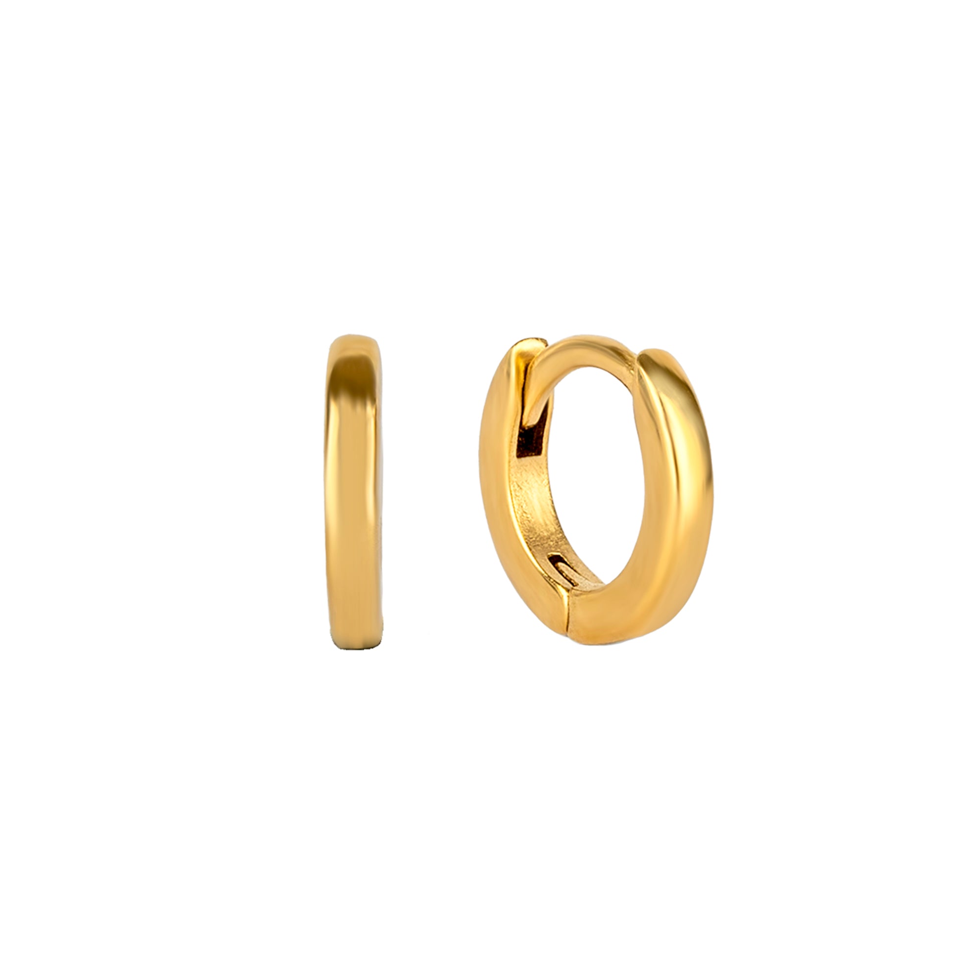 Gold hoop earrings on a white background - seolgold