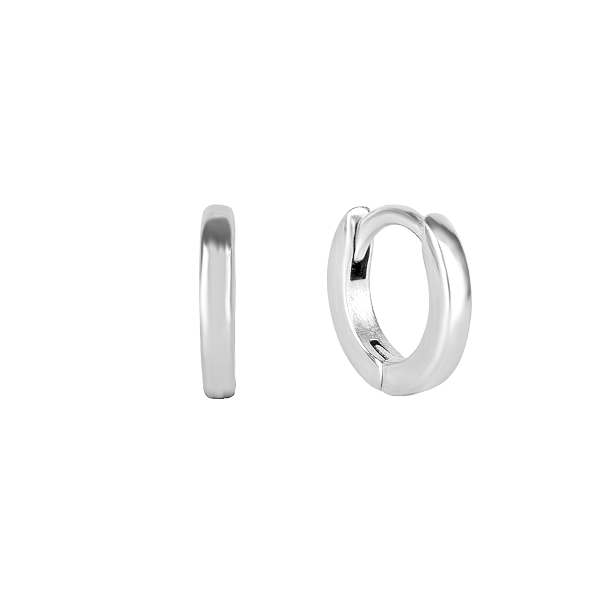 Silver hoop earrings on a white background - seolgold