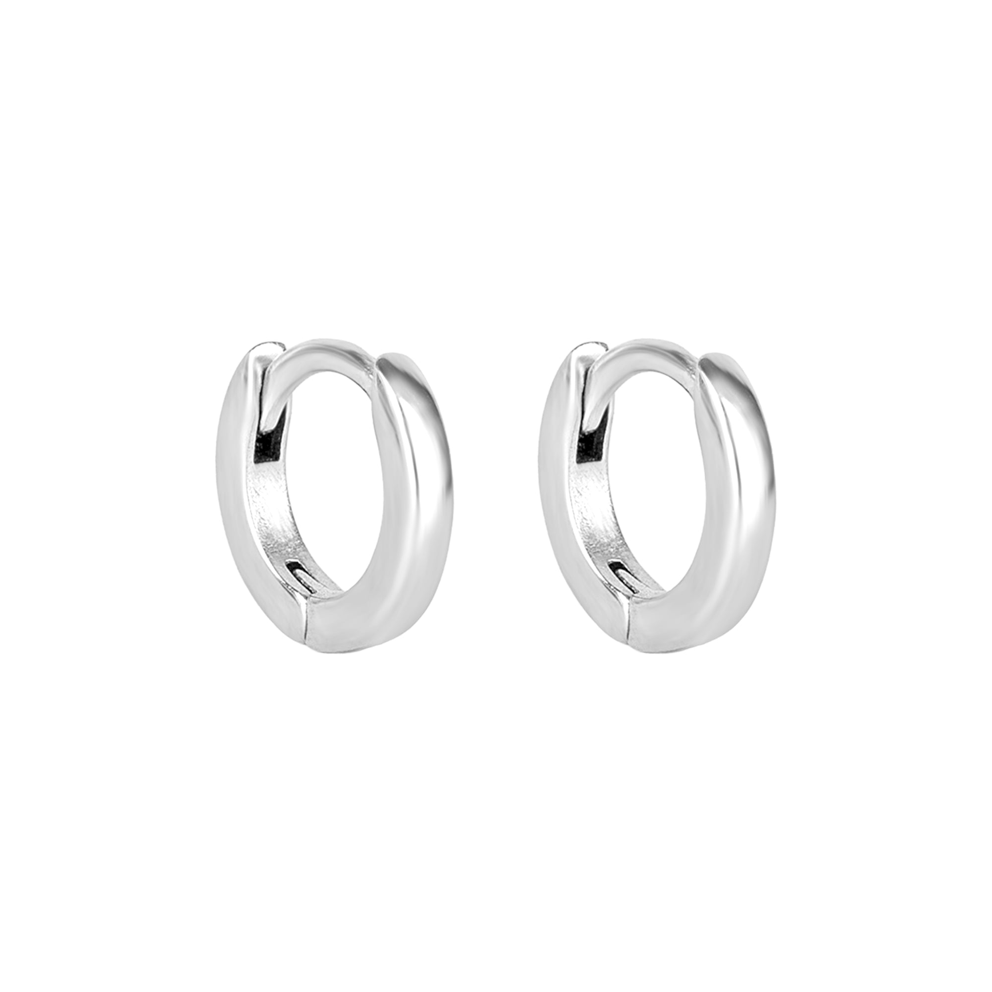 Pair of silver hoop earrings on a white background - seolgold