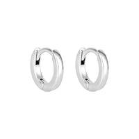 Pair of silver hoop earrings on a white background - seolgold