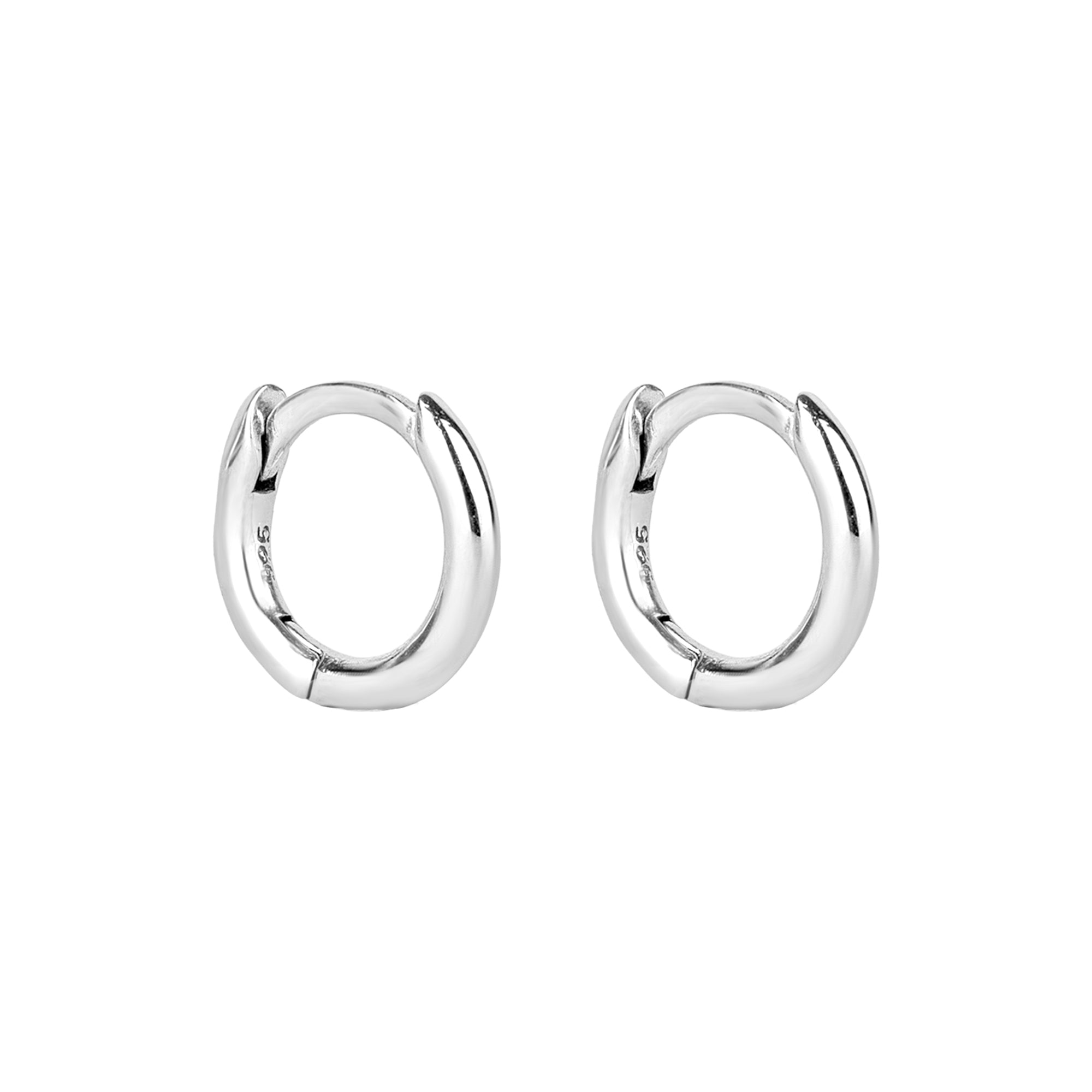 Pair of silver hoop earrings on a white background - seolgold