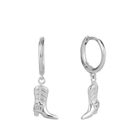 silver cowboy boot hoop earring - seolgold