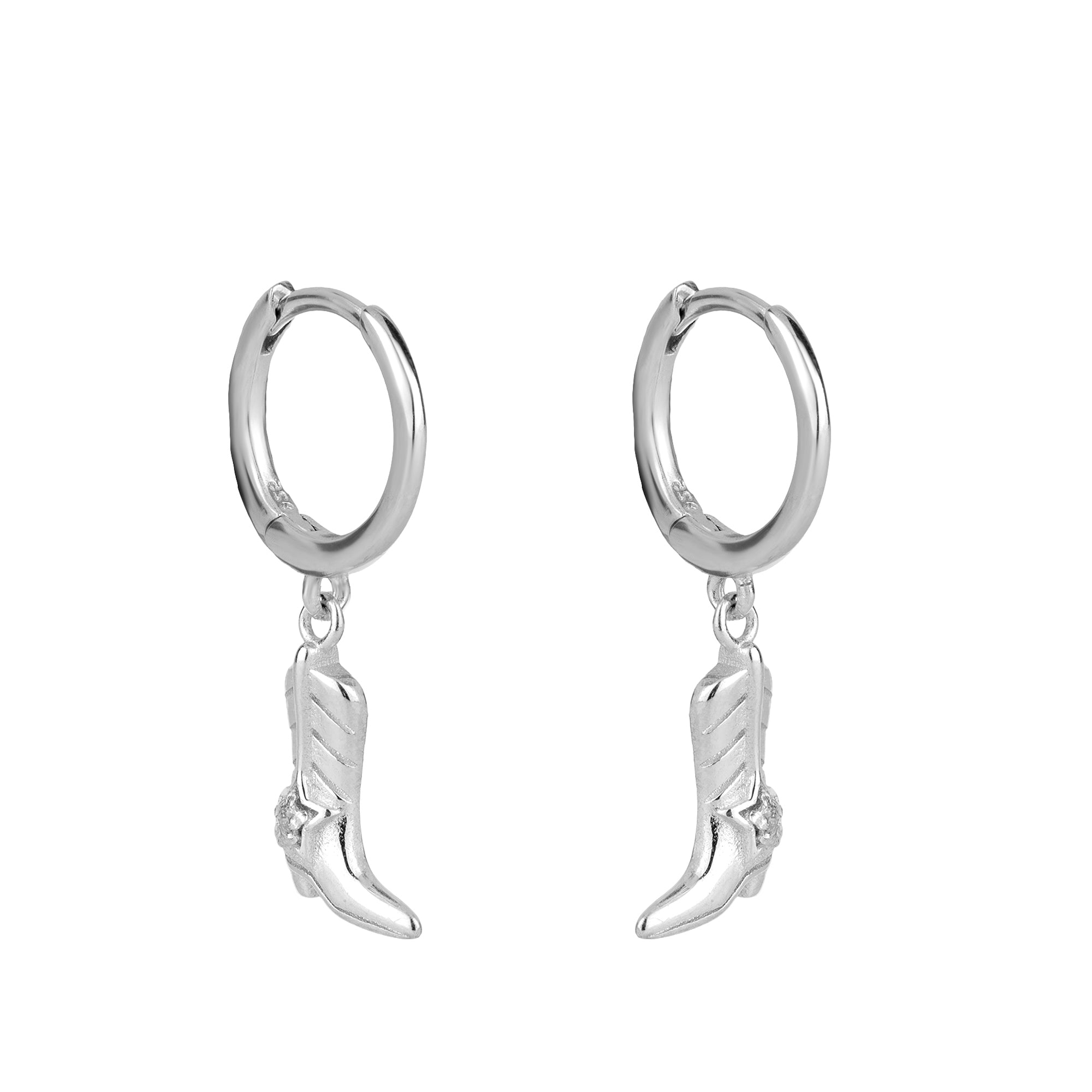 silver cowboy hoop charm earring - seolgold