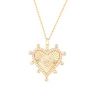 Gold heart-shaped pendant necklace on a white background - seolgold