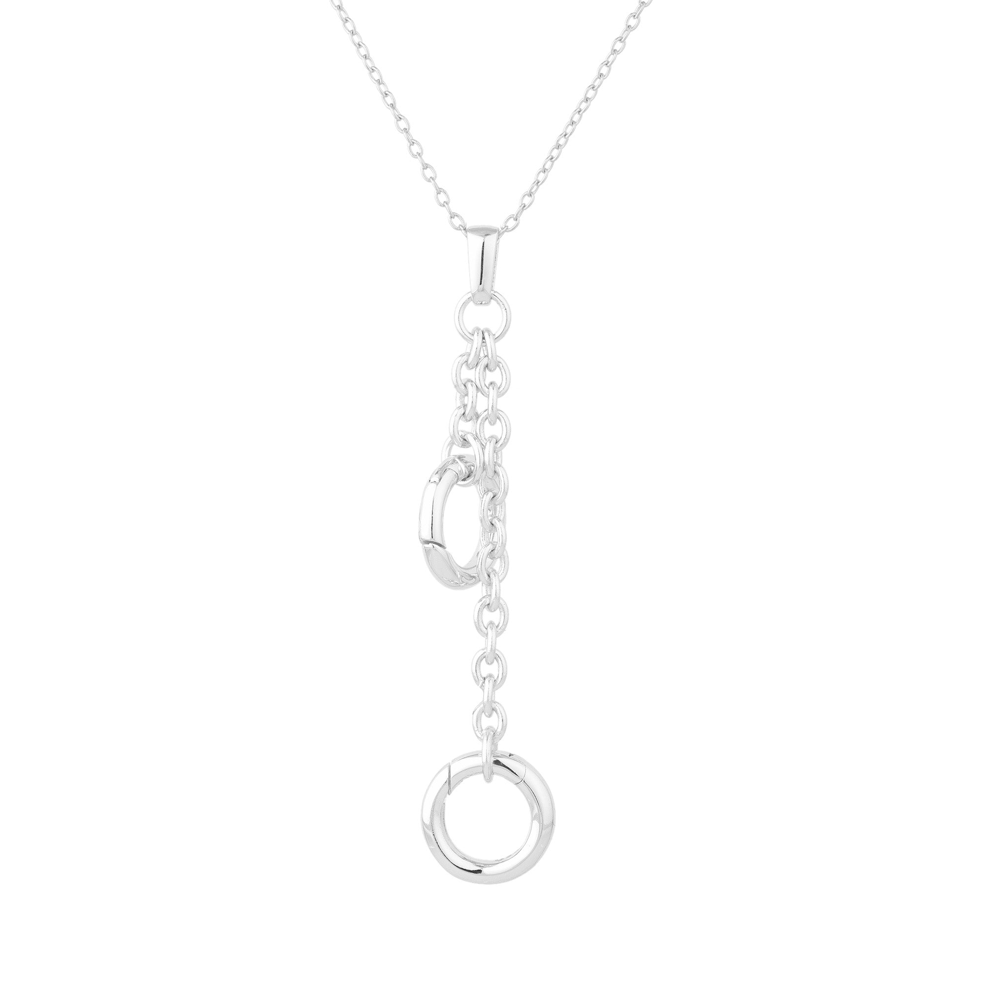 Silver necklace with circular pendant on a white background - seolgold