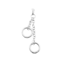 Silver keychain with two interlocking rings on a white background - seolgold