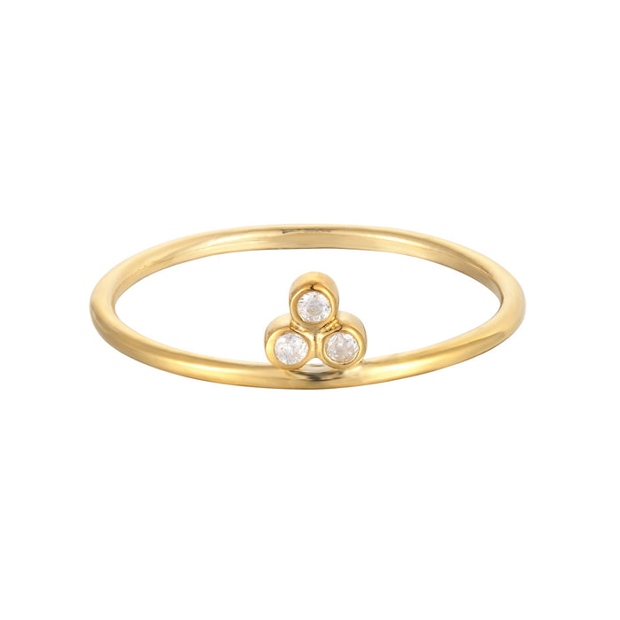 Triple CZ Bezel Ring - seol-gold