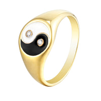 Enamel Yin Yang ring - Seol Gold