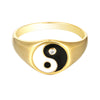 Gold ring with a yin yang symbol and a diamond on a white background - seolgold