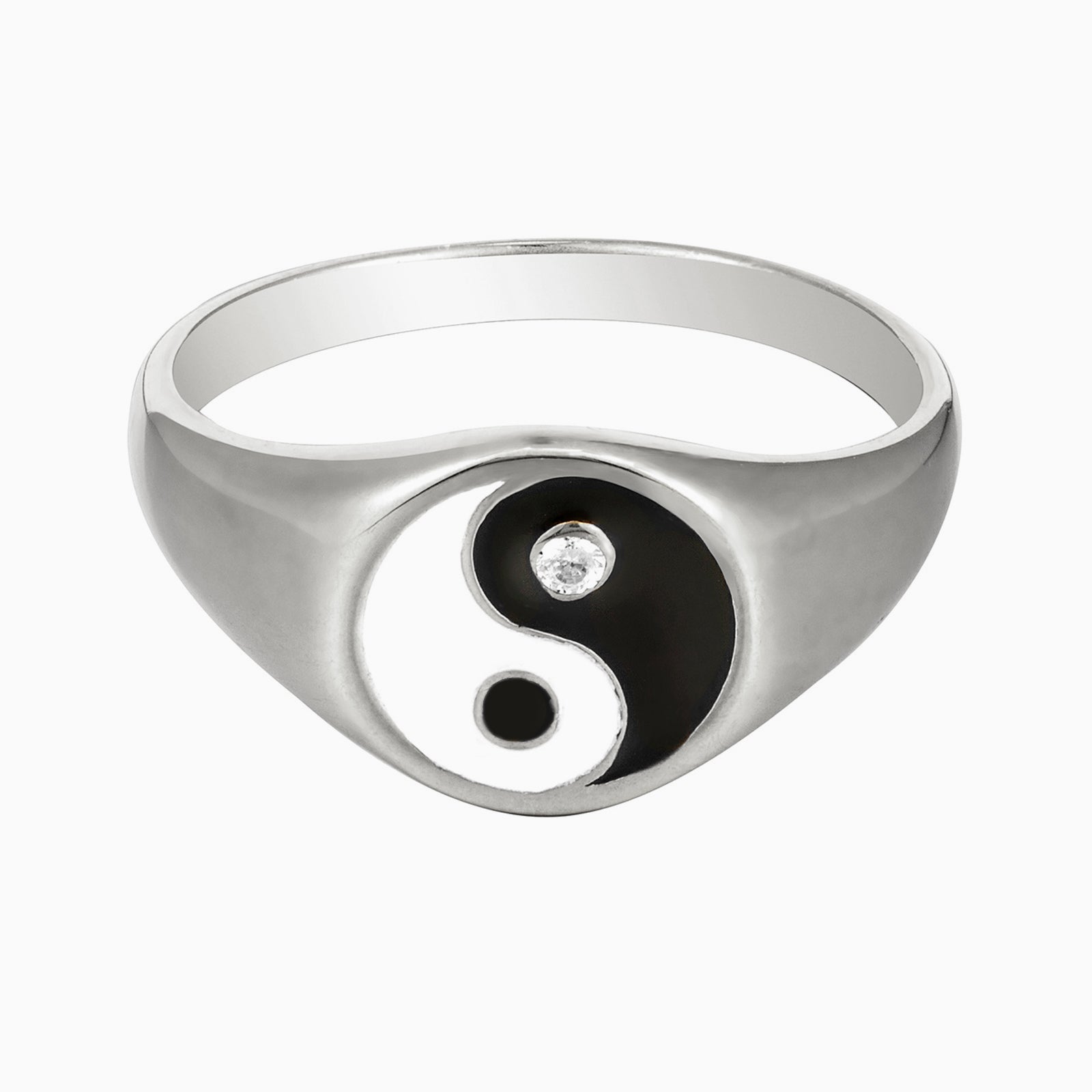 black and white enamel yin yang signet ring - seolgold