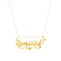 Gold name necklace with 'Emilia' on a white background -  18ct Gold Vermeil Custom Script Star Name Pendant - seolgold