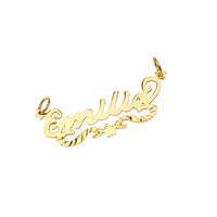 Gold name pendant with 'Emilia' name on a white background - 18ct Gold Vermeil Custom Script Star Name Pendant - seolgold