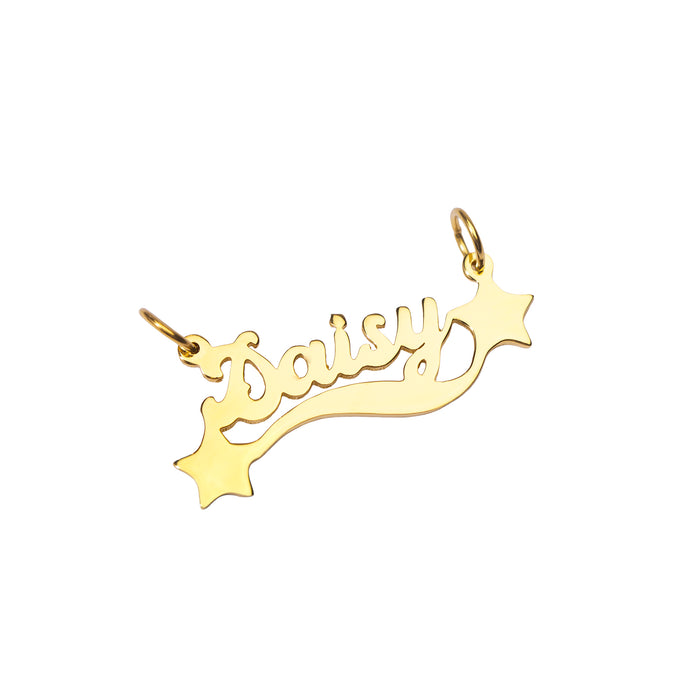 Gold pendant with 'Daisy' engraved on a white background - seolgold